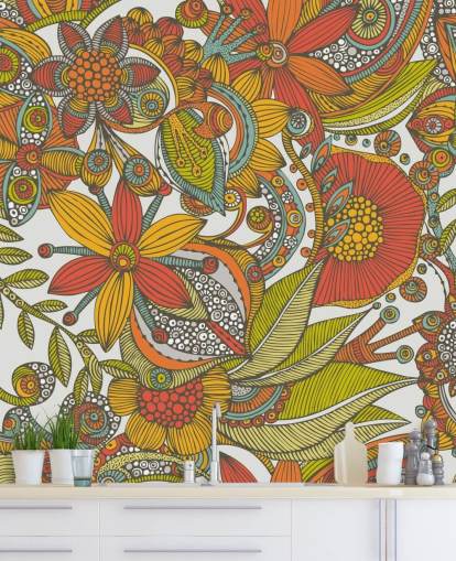 Orange and Red Drawn Wallpaper