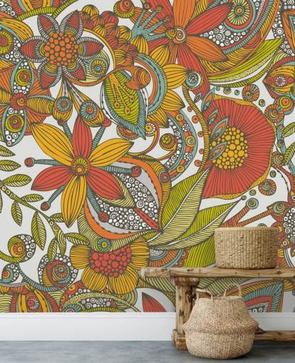 Orange and Red Drawn Wallpaper