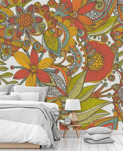 Orange and Red Drawn Wallpaper