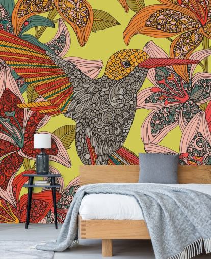 Mural de pared Colibrí dibujado colorido