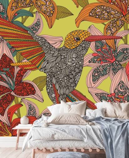 Mural de pared Colibrí dibujado colorido