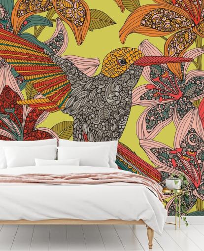 Colourful Drawn Hummingbird Wall Mural Colourful Drawn Hummingbird Wall Mural