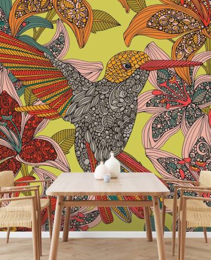 Bunt gezeichneter Kolibri Wandgemälde