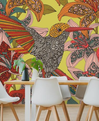 Colourful Drawn Hummingbird Wall Mural Colourful Drawn Hummingbird Wall Mural