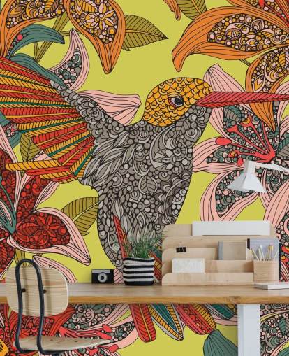 Colourful Drawn Hummingbird Wall Mural