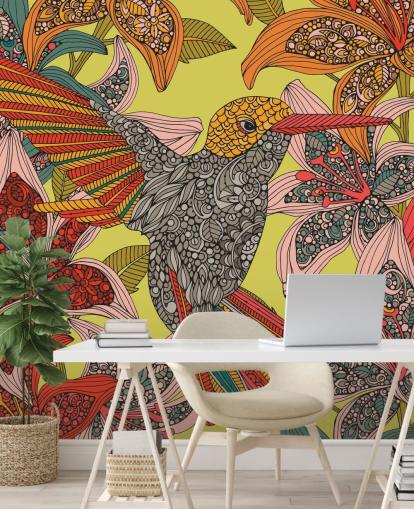 Colourful Drawn Hummingbird Wall Mural Colourful Drawn Hummingbird Wall Mural