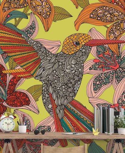 Colourful Drawn Hummingbird Wall Mural