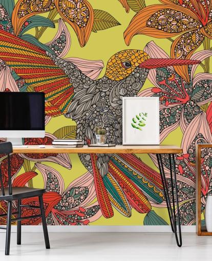 Decorazione murale con colibrì disegnato colorato