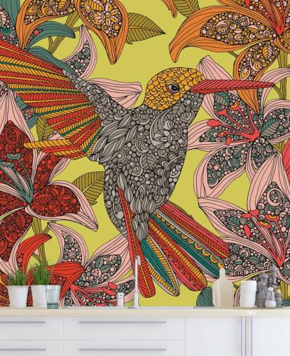 Mural de pared Colibrí dibujado colorido