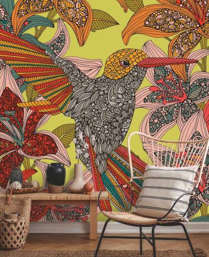 Mural de pared Colibrí dibujado colorido