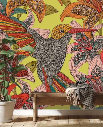 Colourful Drawn Hummingbird Wall Mural