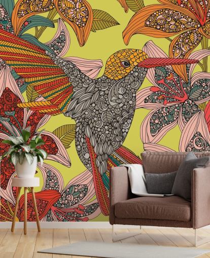 Mural de pared Colibrí dibujado colorido