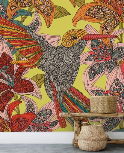 Bunt gezeichneter Kolibri Wandgemälde