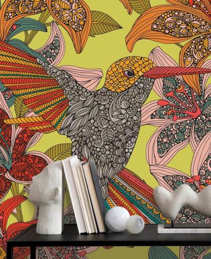 Mural de pared Colibrí dibujado colorido Mural de pared Colibrí dibujado colorido