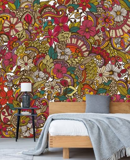 Mural Collage de flores de colores Mural Collage de flores de colores