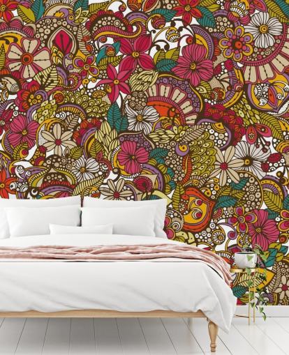 Rainbow Coloured Flower Collage Mural Rainbow Coloured Flower Collage Mural
