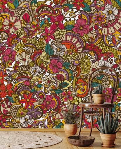 Mural Collage de flores de colores