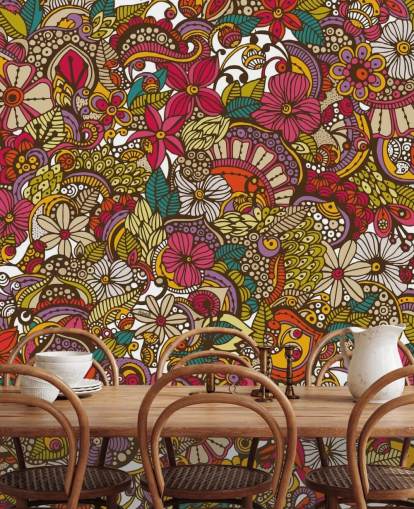 Mural Collage de flores de colores Mural Collage de flores de colores