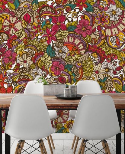 Rainbow Coloured Flower Collage Mural Rainbow Coloured Flower Collage Mural