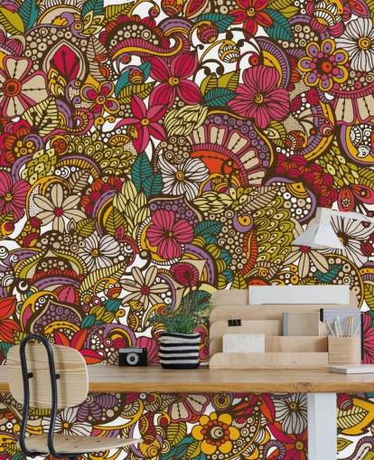 Mural Collage de flores de colores Mural Collage de flores de colores