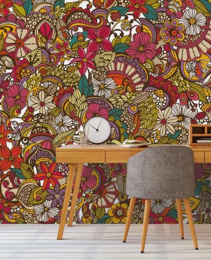 Mural Collage de flores de colores Mural Collage de flores de colores