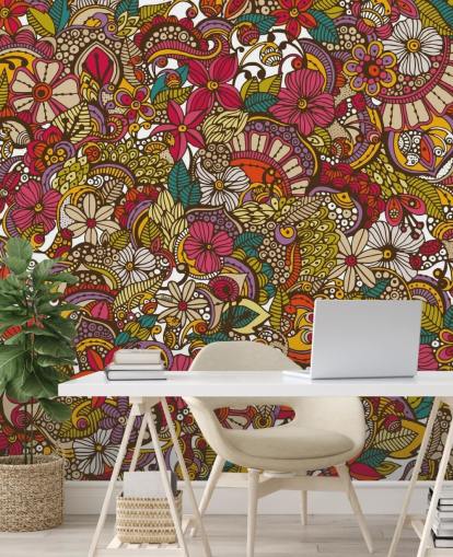 Mural Collage de flores de colores Mural Collage de flores de colores