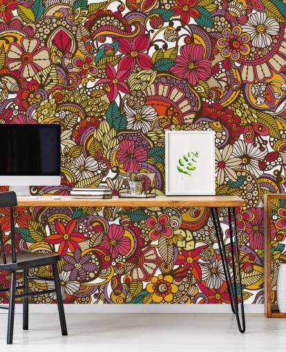 Rainbow Coloured Flower Collage Mural Rainbow Coloured Flower Collage Mural