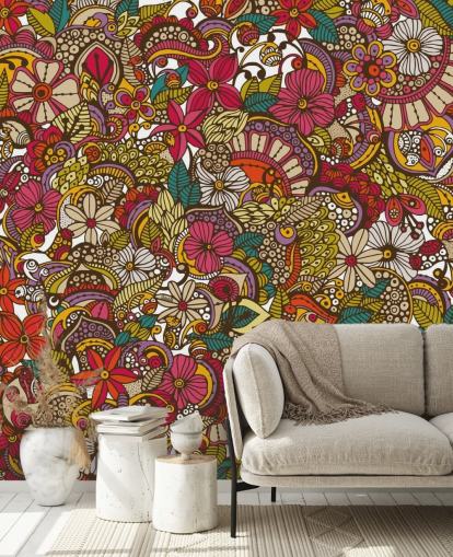 Rainbow Coloured Flower Collage Mural Rainbow Coloured Flower Collage Mural