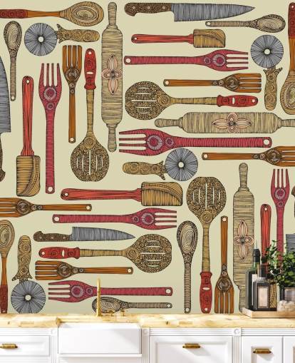 papel de parede utensílio de cozinha