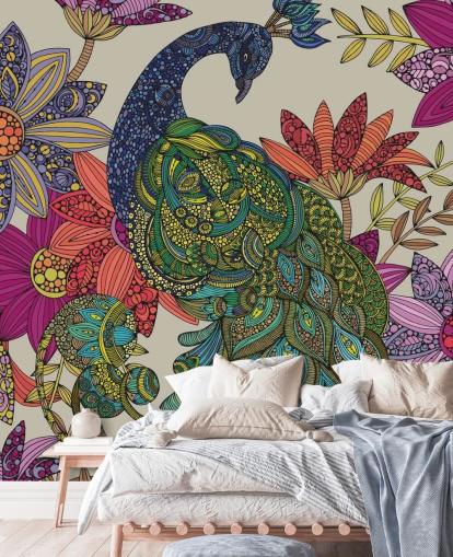 Colourful Flower and Bird Mural