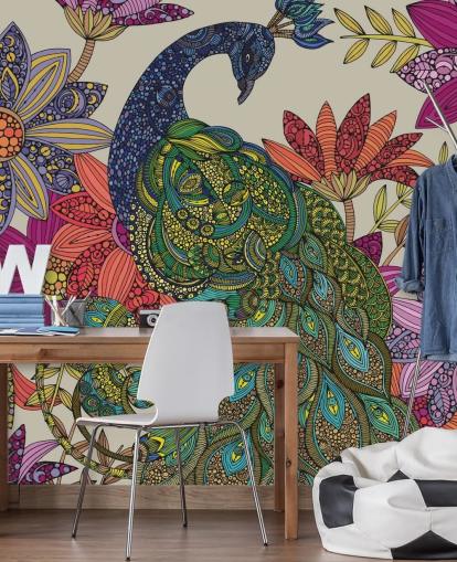 Colourful Flower and Bird Mural Colourful Flower and Bird Mural