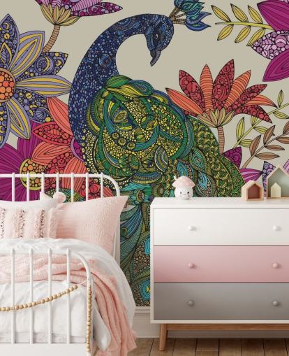 Decorazione murale con fiori e uccelli colorati Decorazione murale con fiori e uccelli colorati