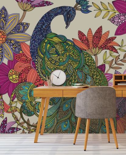 Colourful Flower and Bird Mural
