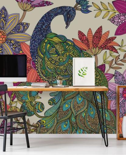 Colourful Flower and Bird Mural