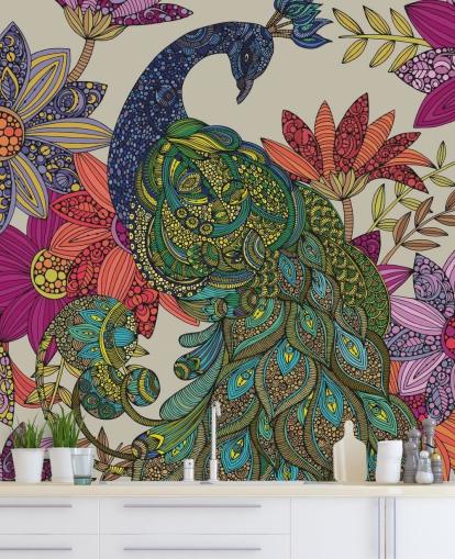 Colourful Flower and Bird Mural