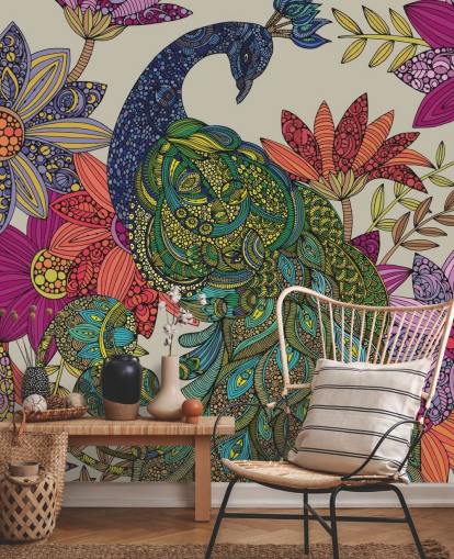 mural flores y pájaros de colores mural flores y pájaros de colores