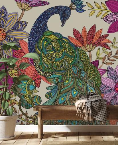 Colourful Flower and Bird Mural