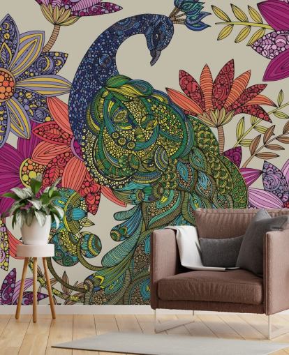 Colourful Flower and Bird Mural