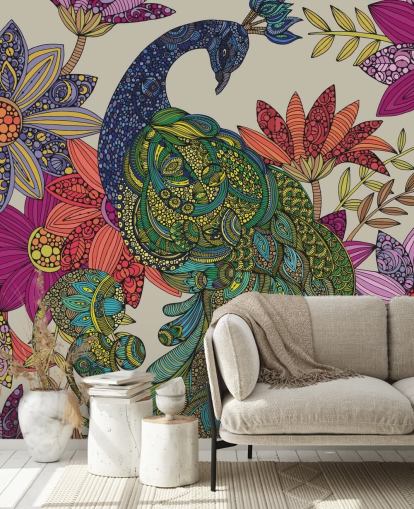 Decorazione murale con fiori e uccelli colorati Decorazione murale con fiori e uccelli colorati