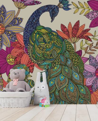 Colourful Flower and Bird Mural