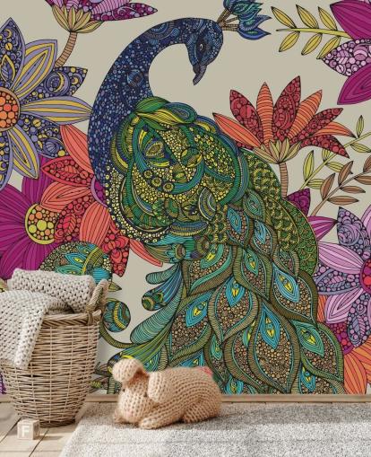 Colourful Flower and Bird Mural