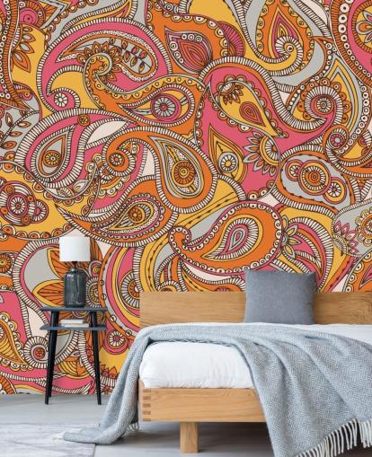 pink and orange paisley wallpaper