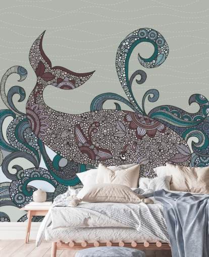 Illustrated Whale Wallpaper
