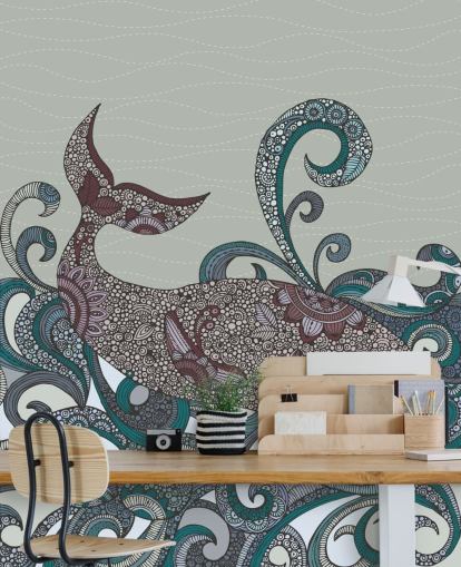 Illustrated Whale Wallpaper