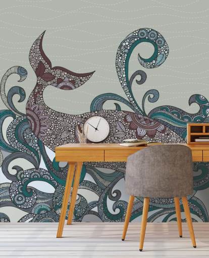 Illustrated Whale Wallpaper