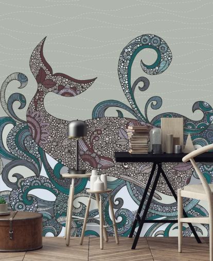 Illustrated Whale Wallpaper