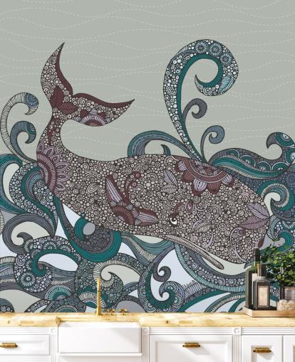 Illustrated Whale Wallpaper
