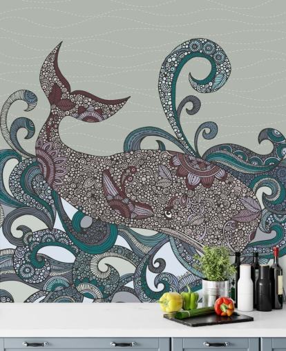 Illustrated Whale Wallpaper