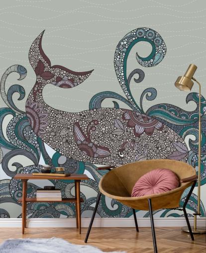 Illustrated Whale Wallpaper