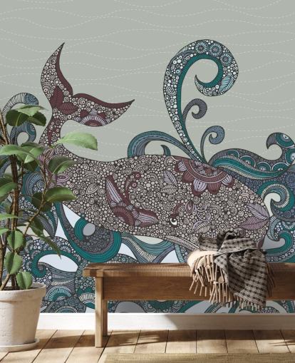 Papier peint Baleine illustré